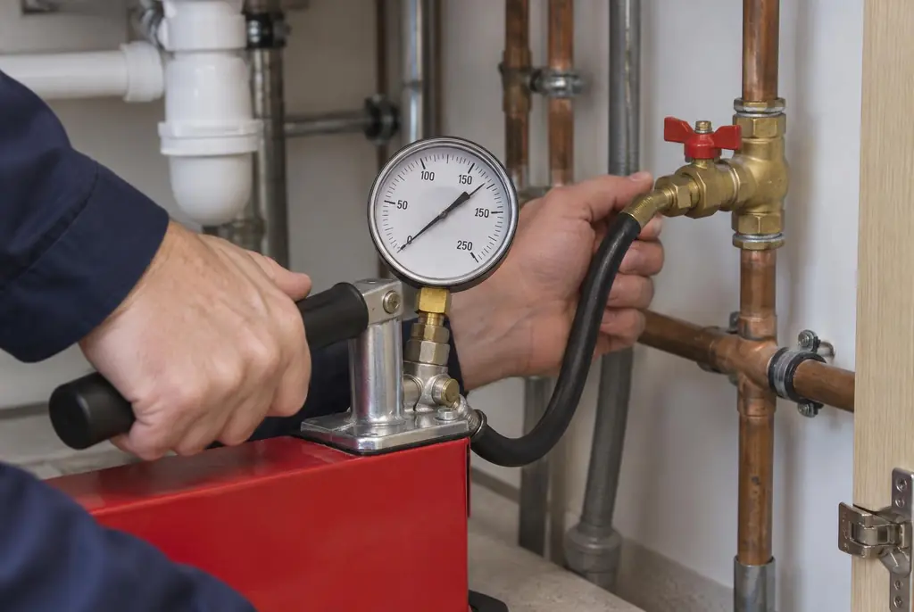 Lekdetectie Alblasserdam – druktest op een waterleiding met een manometer