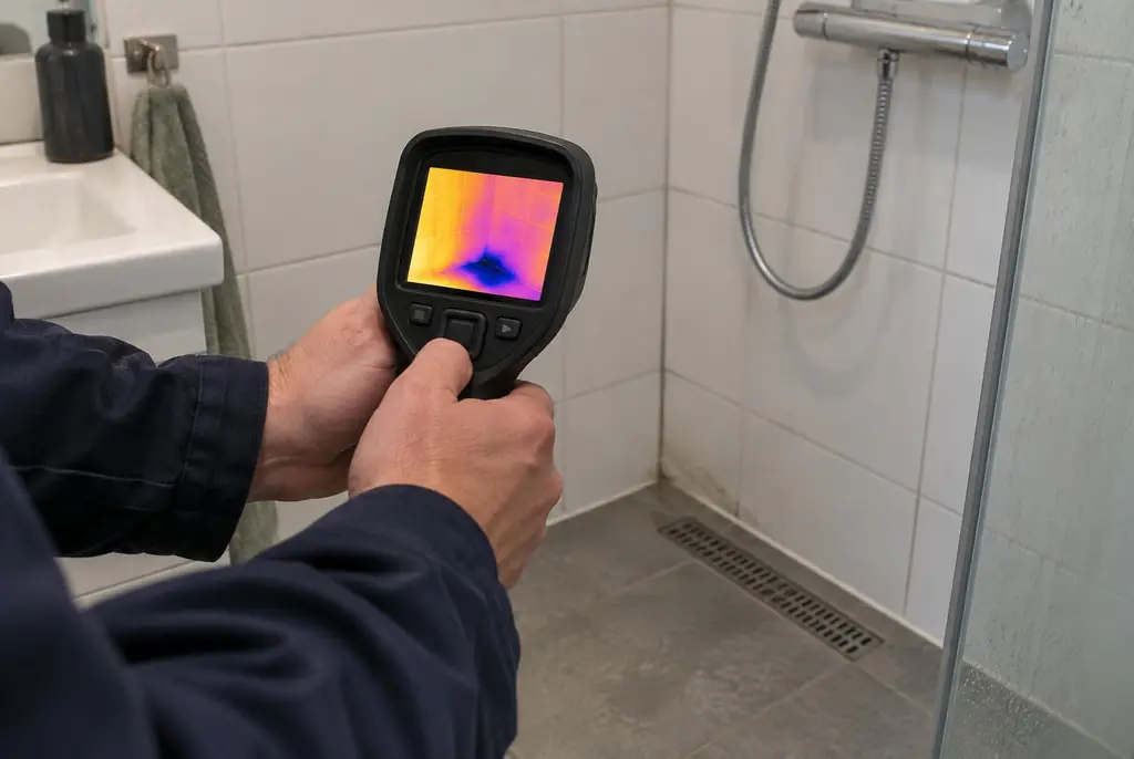 Lekdetectie Alblasserdam – lekdetectiespecialist met warmtebeeldcamera in een badkamer